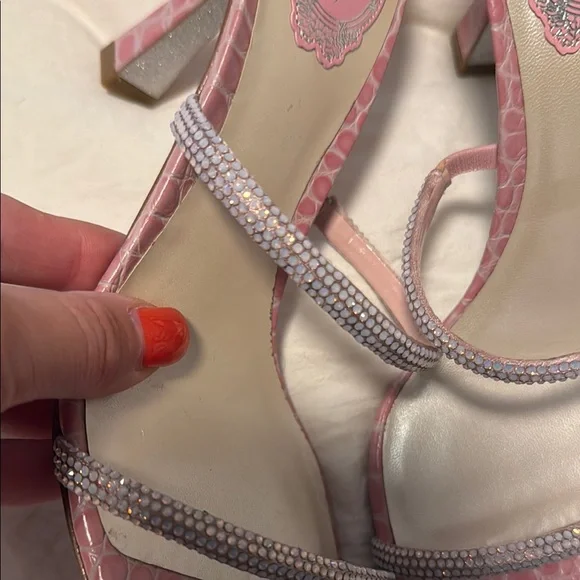 Rene Caovilla Pink Heels with Strappy Design NIB - Picture 7 of 7